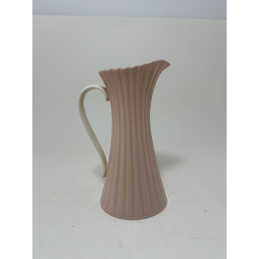 Lenox Pink Fluted Pitcher Gold Trim Fine China Made in USA Matte Porcelain Vase